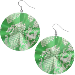 Green Round Snakeskin Thin Earrings
