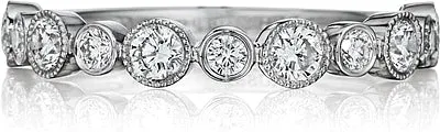 Henri Daussi Bezel Set Diamond Wedding Band