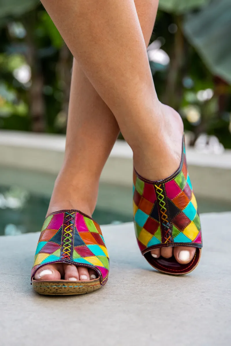 Hotline Multi Diamond Patterned Leather Sandal