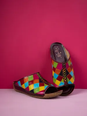 Hotline Multi Diamond Patterned Leather Sandal