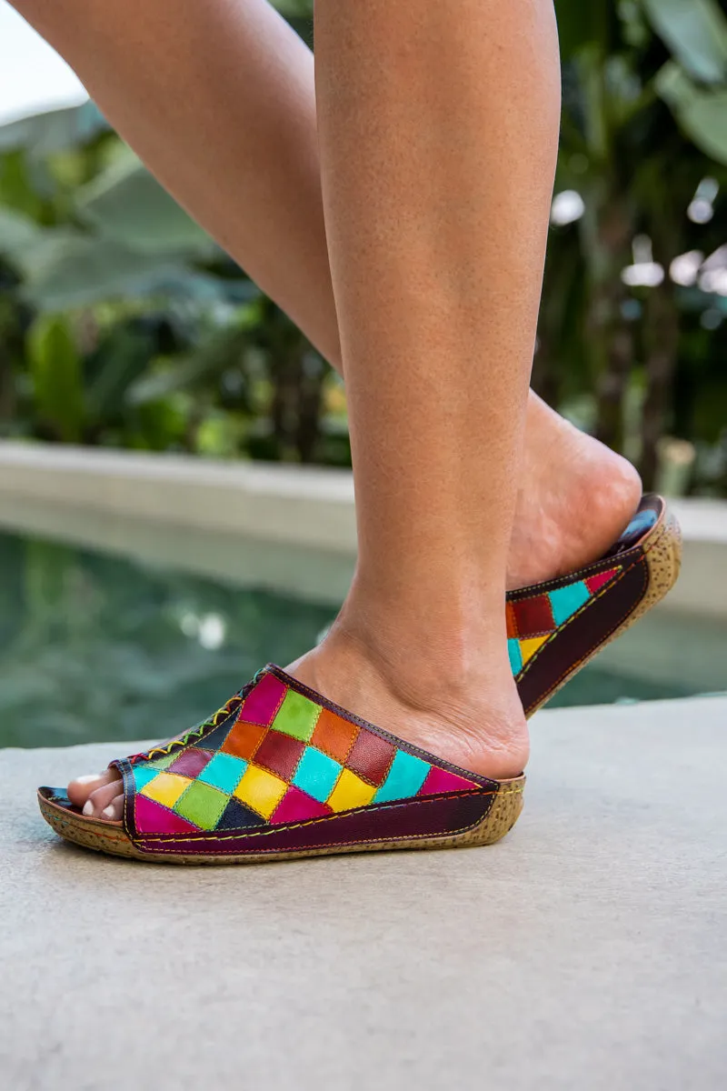 Hotline Multi Diamond Patterned Leather Sandal
