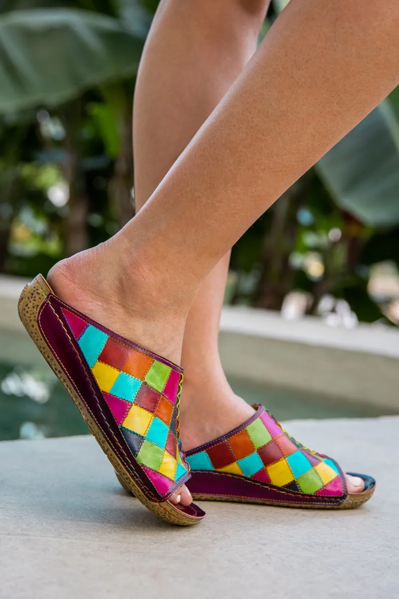 Hotline Multi Diamond Patterned Leather Sandal
