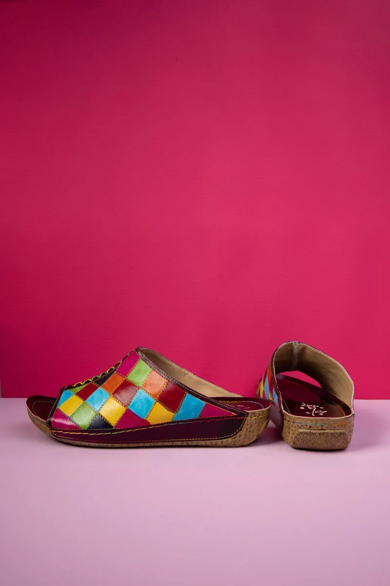 Hotline Multi Diamond Patterned Leather Sandal