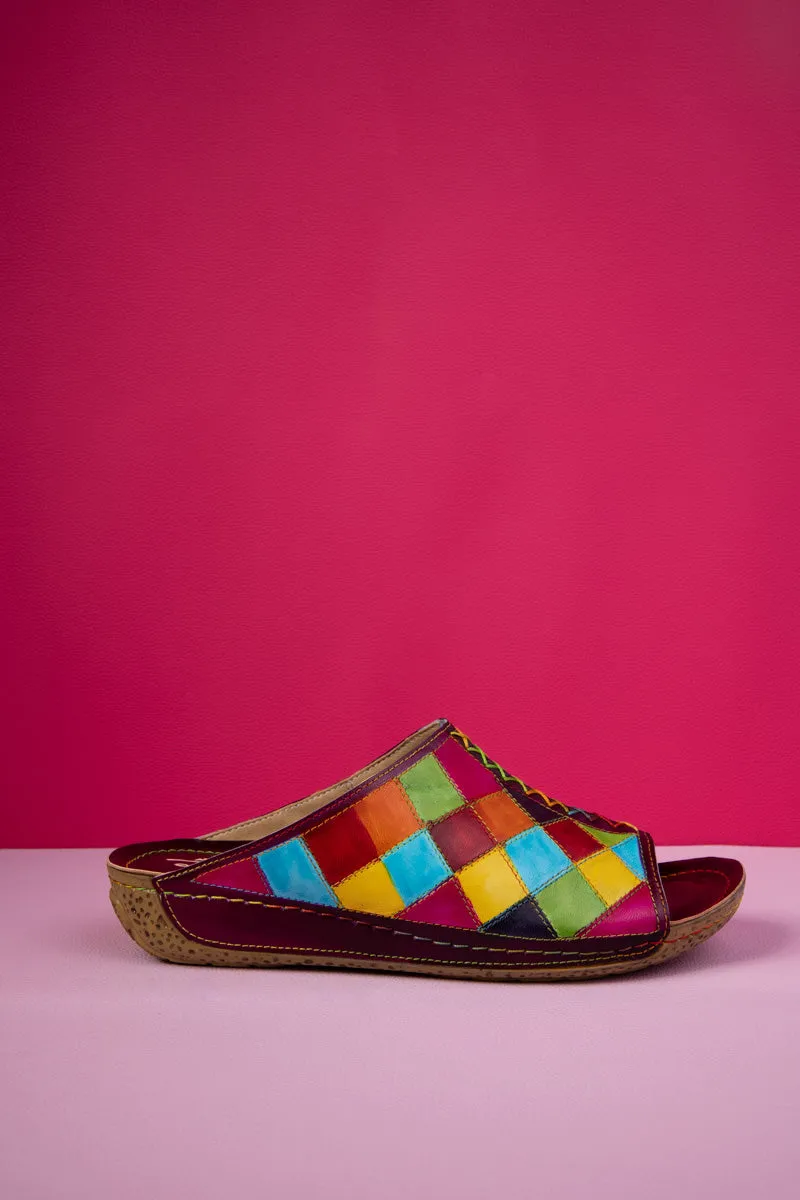 Hotline Multi Diamond Patterned Leather Sandal