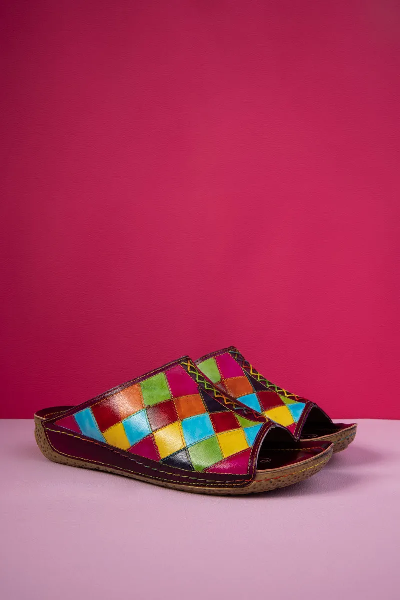 Hotline Multi Diamond Patterned Leather Sandal