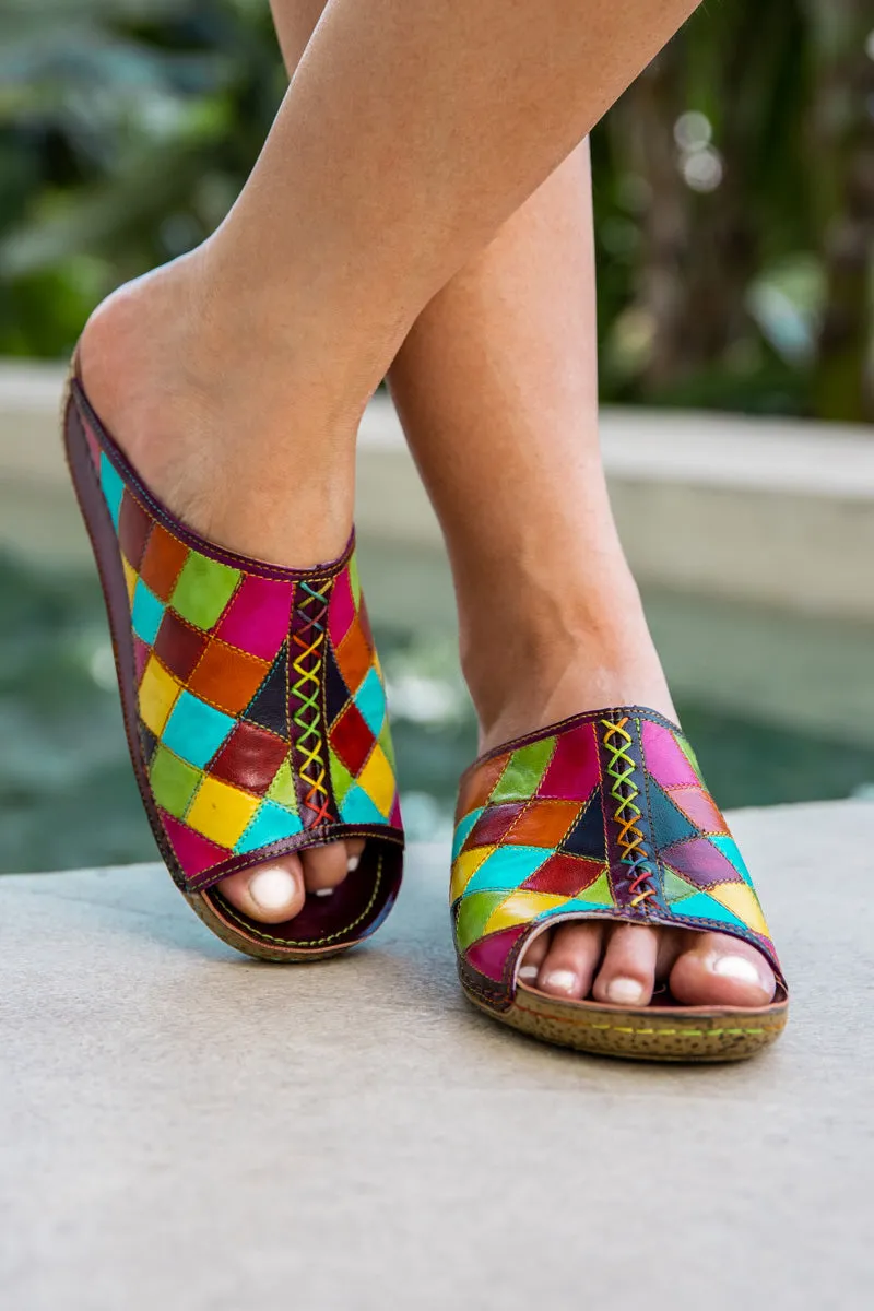 Hotline Multi Diamond Patterned Leather Sandal