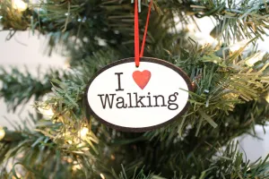 I Love Walking Christmas Ornament - Great gift for walkers!