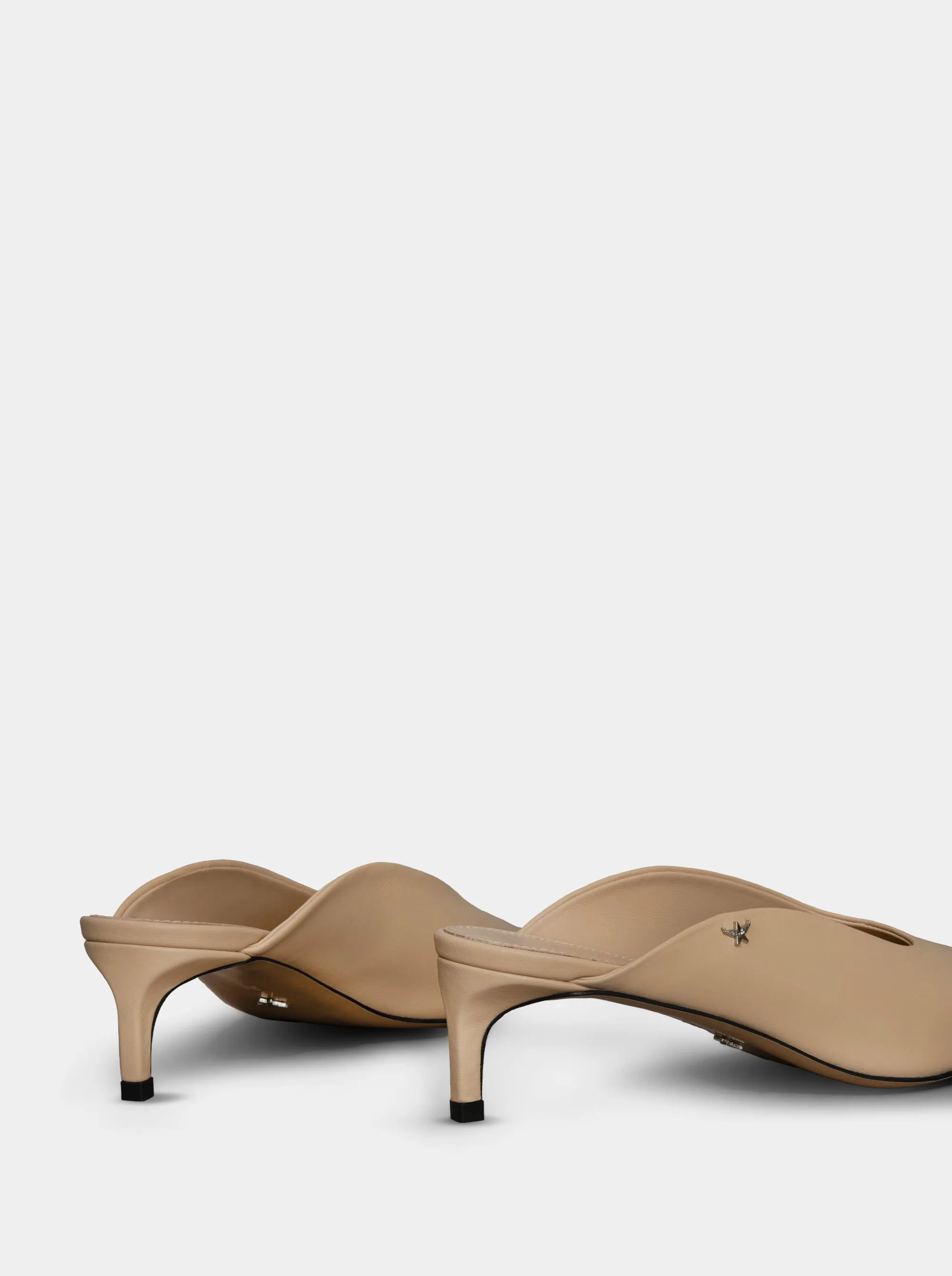 KATY BEIGE LEATHER MULES SLIPPERS