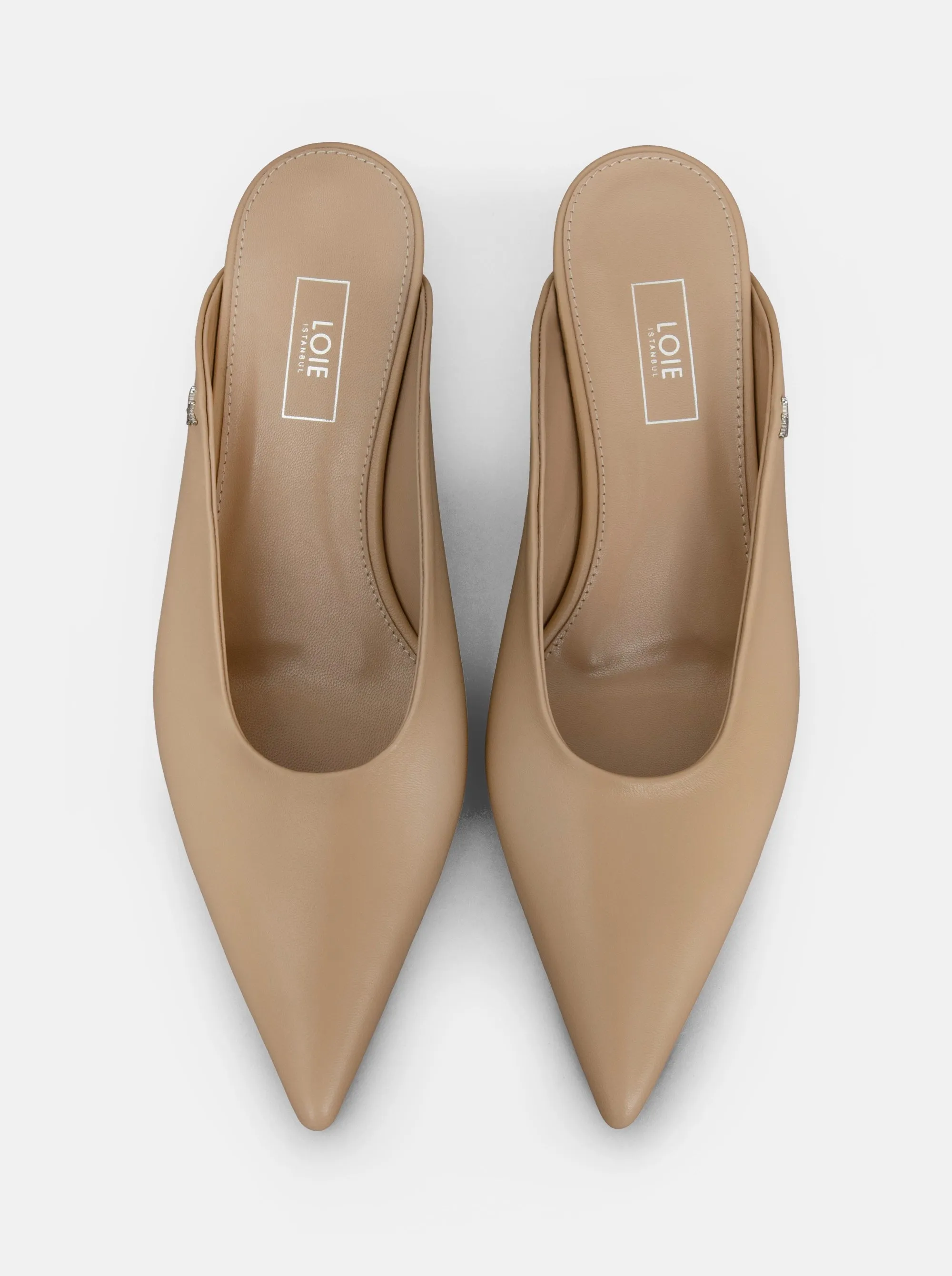 KATY BEIGE LEATHER MULES SLIPPERS
