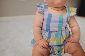 Kiki   Lulu Easter Breaking Plaid Baby Bubble Romper