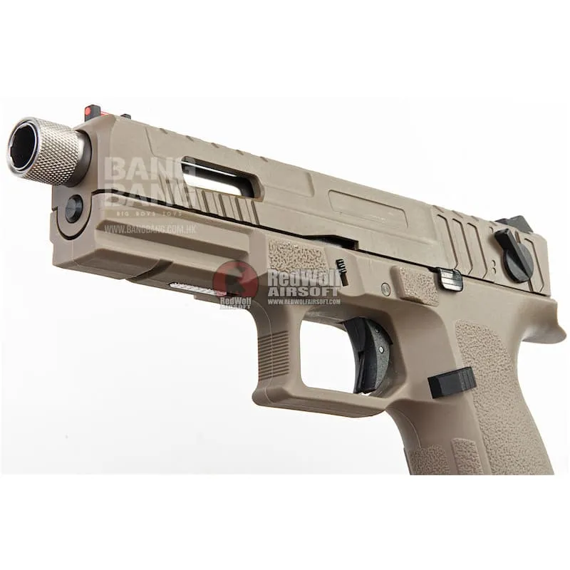 KJ Works KP-13F Full Auto Metal Slide Co2 Pistol (w/ Thread Barrel & Cap) - TAN