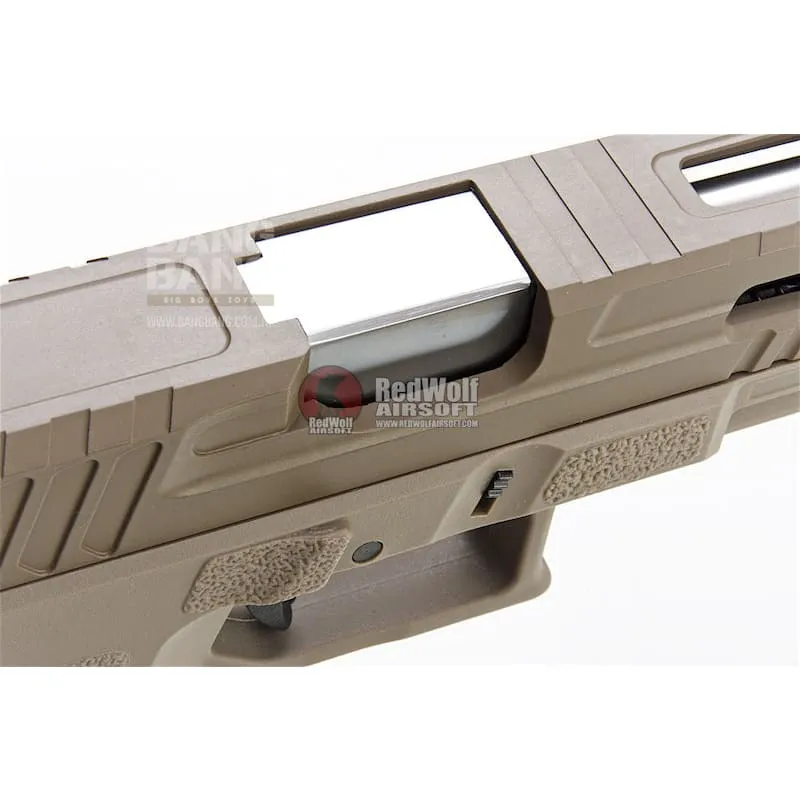 KJ Works KP-13F Full Auto Metal Slide Co2 Pistol (w/ Thread Barrel & Cap) - TAN
