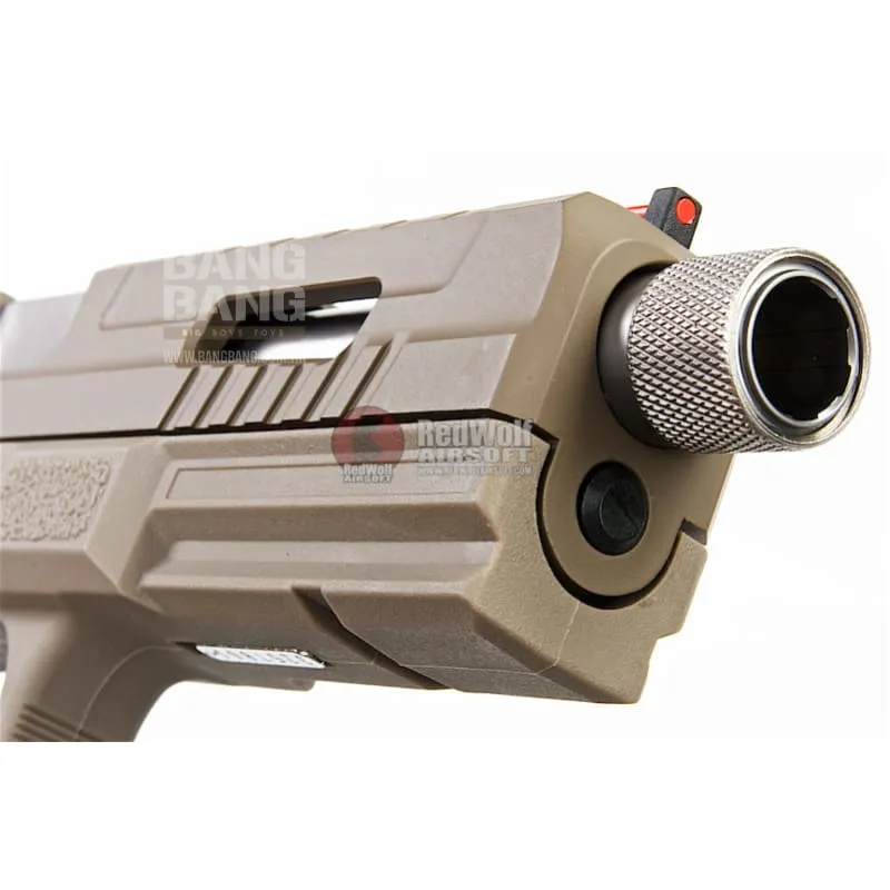 KJ Works KP-13F Full Auto Metal Slide Co2 Pistol (w/ Thread Barrel & Cap) - TAN