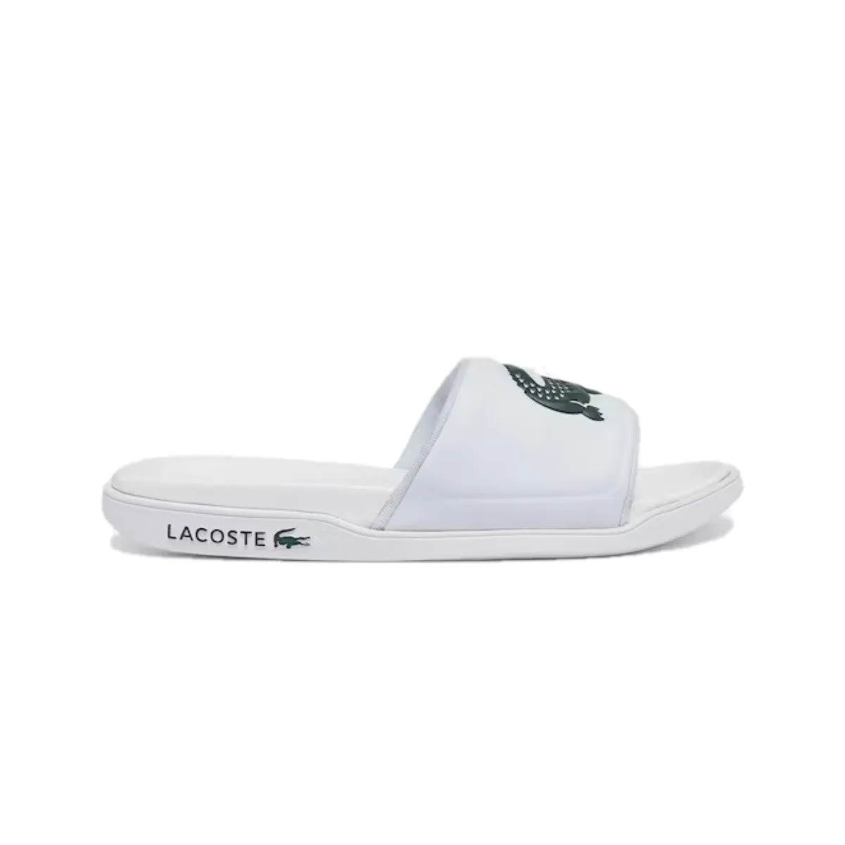LACOSTE 7-43CMA00201R5 CROCO DUALISTE LOGO STRAP 0922 MN'S (Medium) White/Dark Green Synthetic Slide