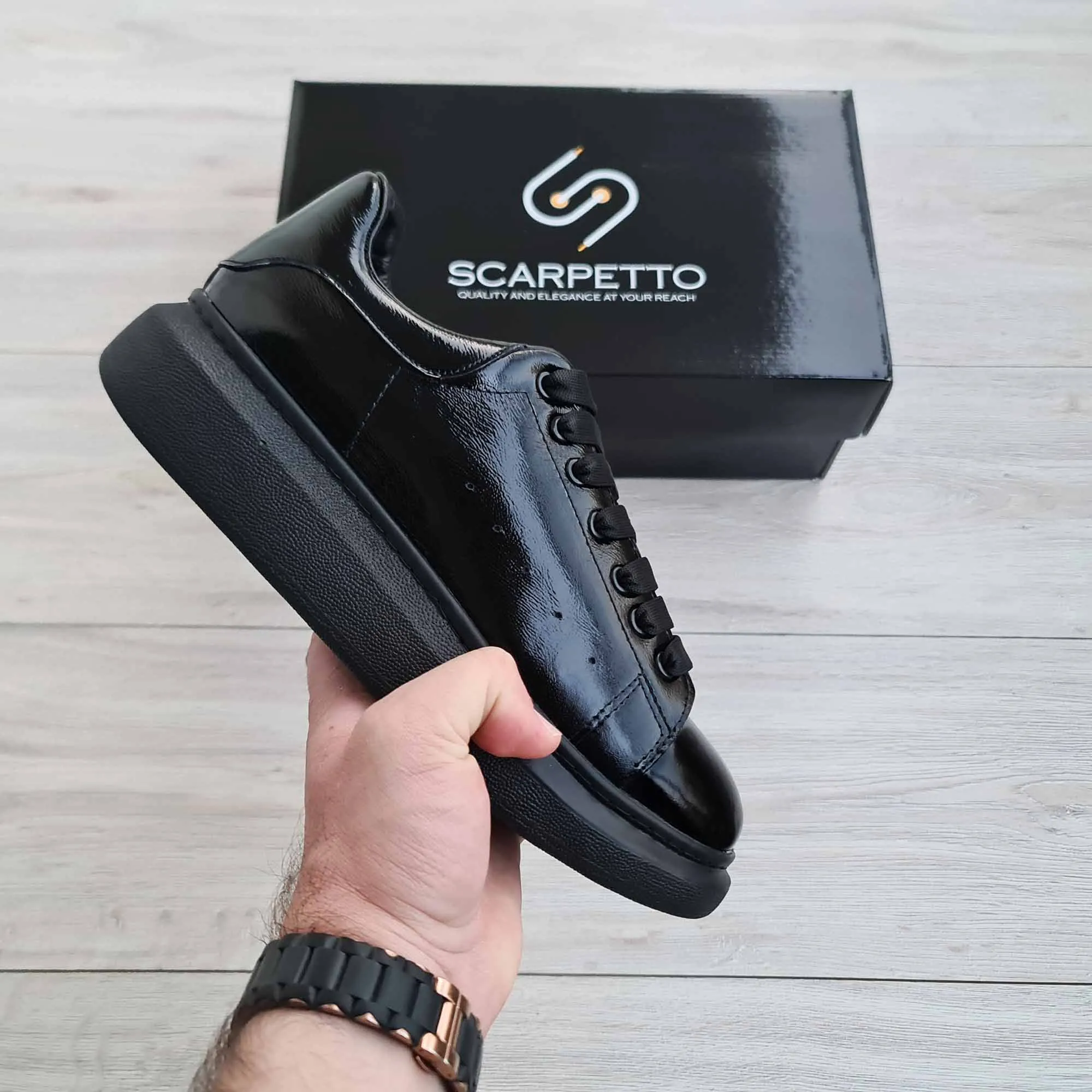 Lift Black Soft Genuine Leather Sneakers | Platform High Sole