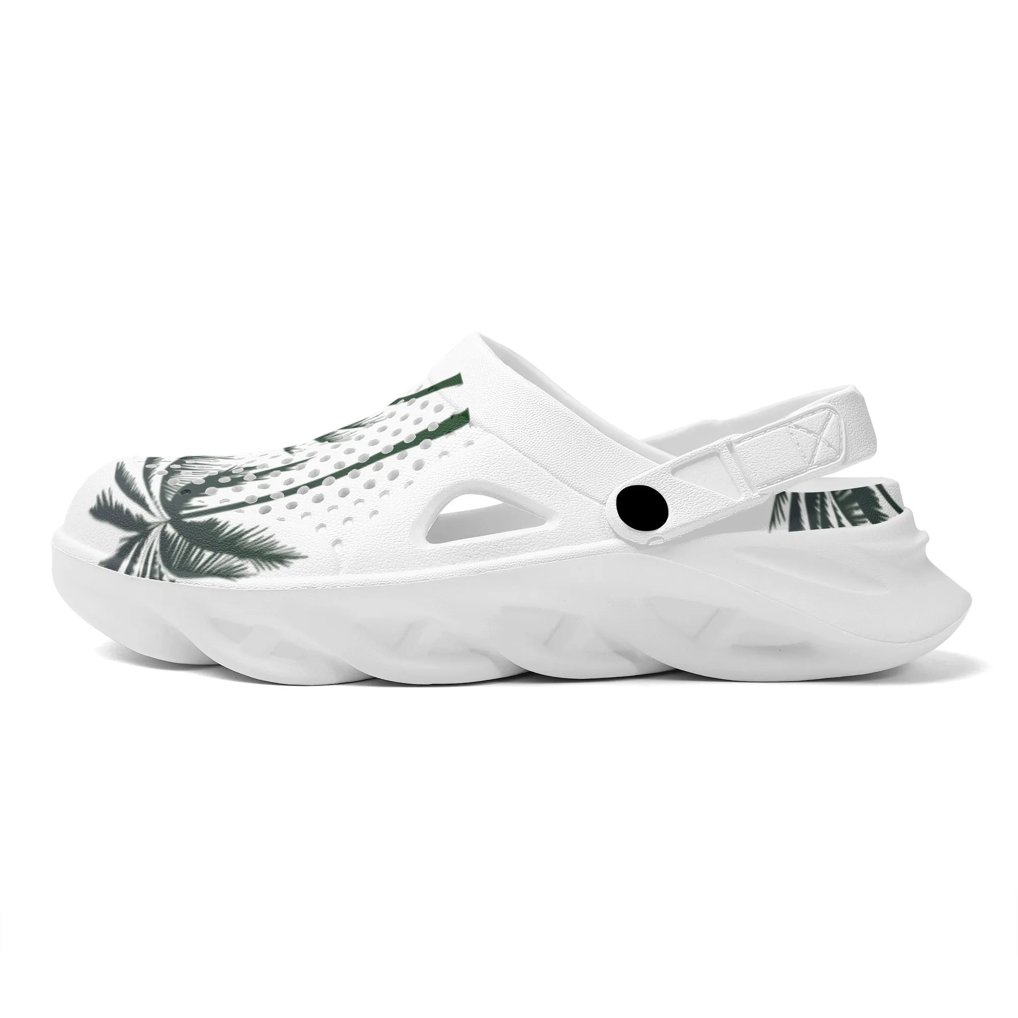 Lightweight Green Palm Trees Silhouette Graphic Hollow Beach Sandals