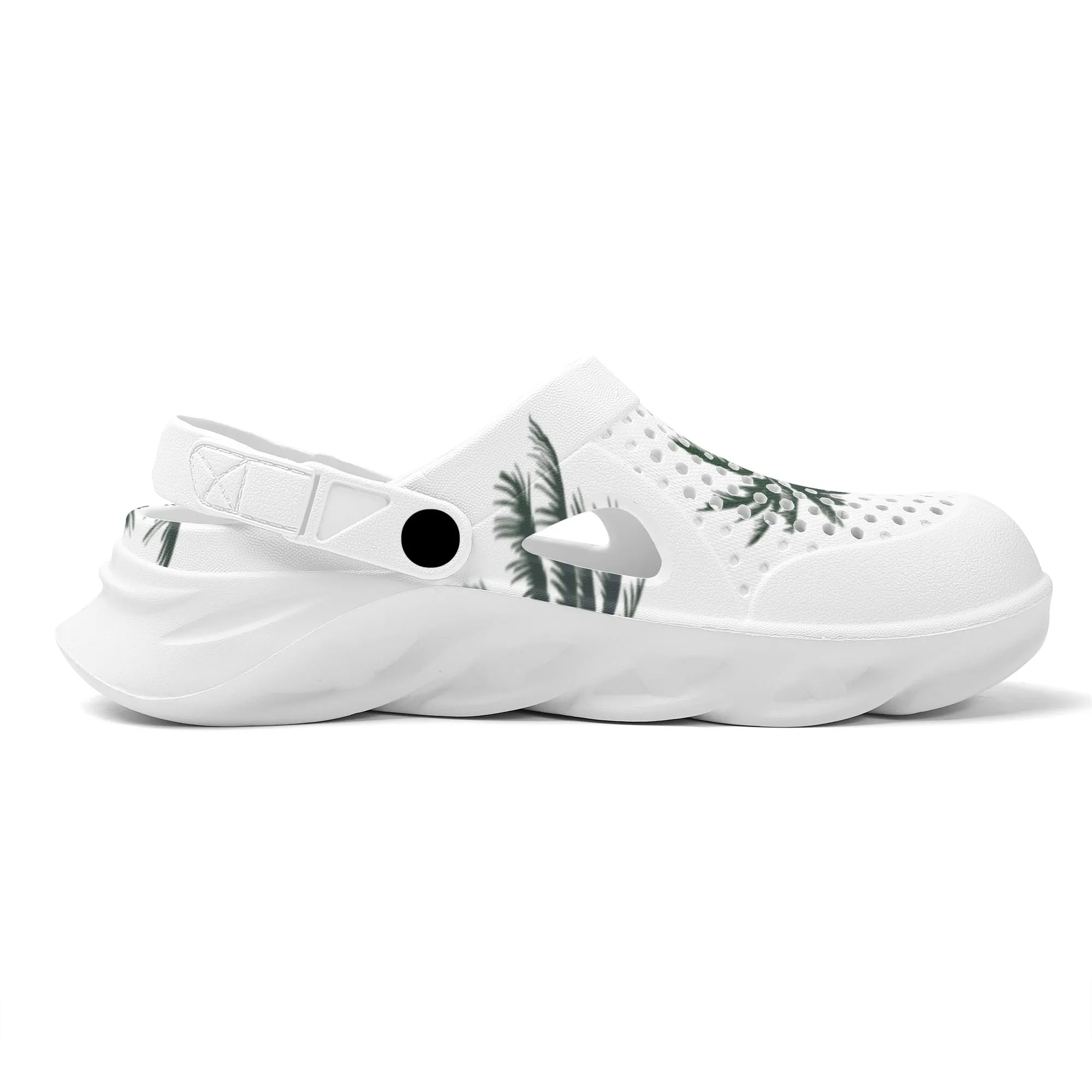 Lightweight Green Palm Trees Silhouette Graphic Hollow Beach Sandals