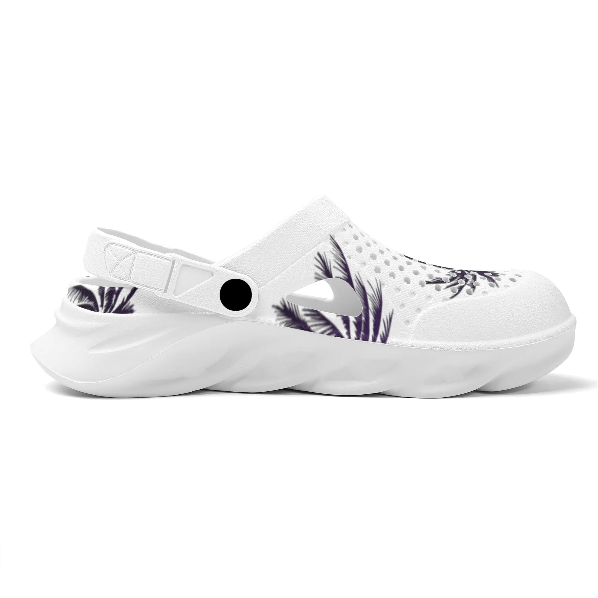 Lightweight Purple Palm Trees Silhouette Graphic Hollow Beach Sandals