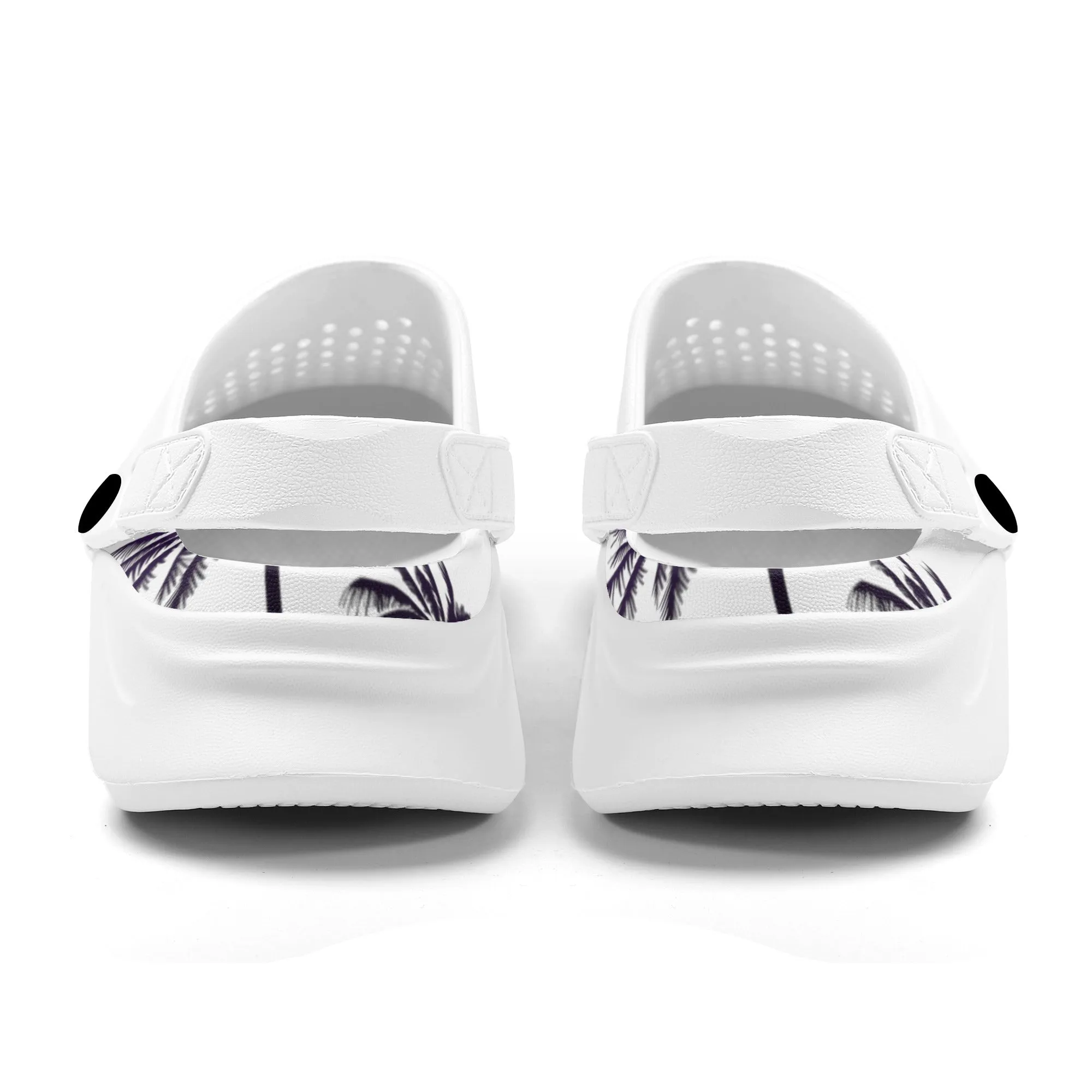 Lightweight Purple Palm Trees Silhouette Graphic Hollow Beach Sandals