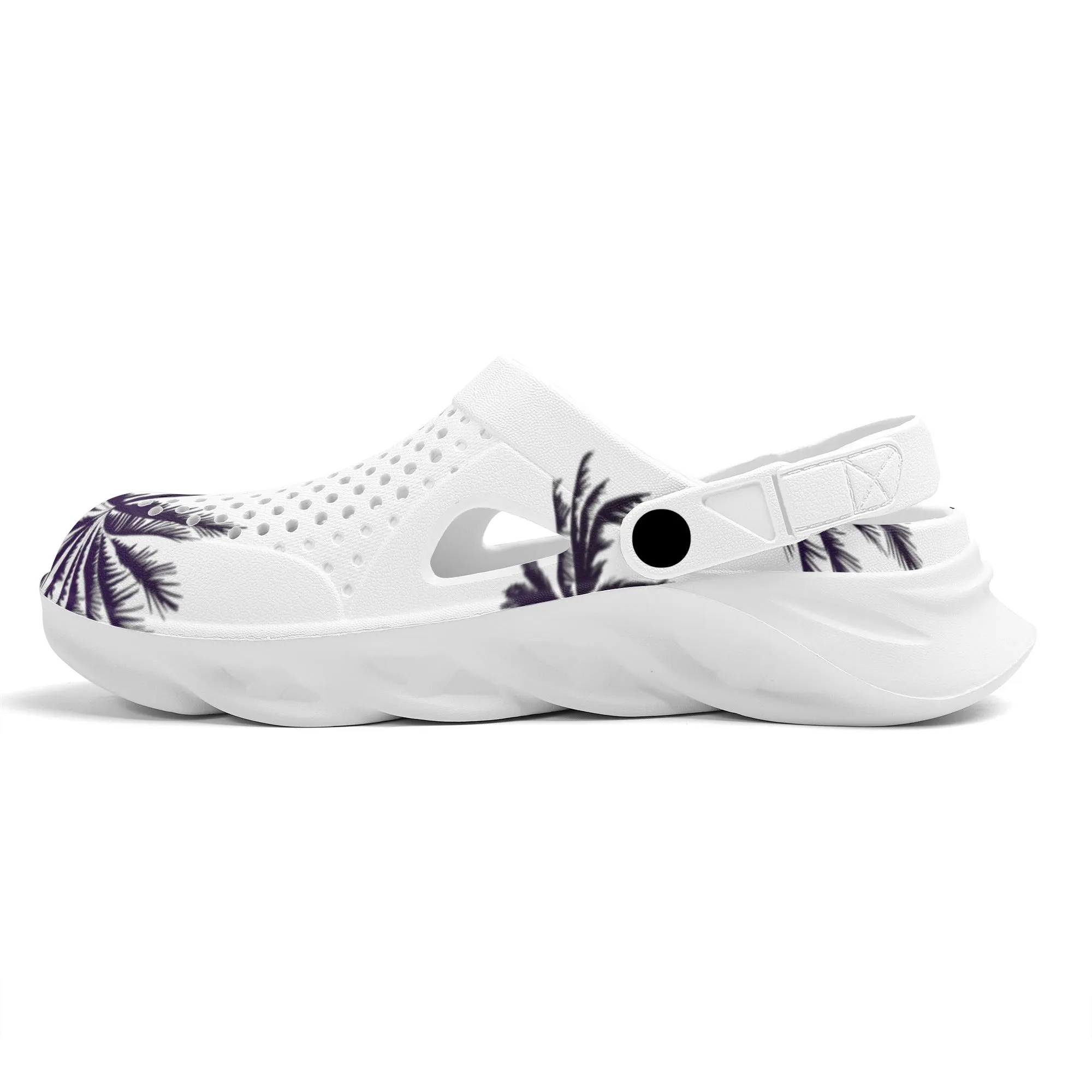 Lightweight Purple Palm Trees Silhouette Graphic Hollow Beach Sandals