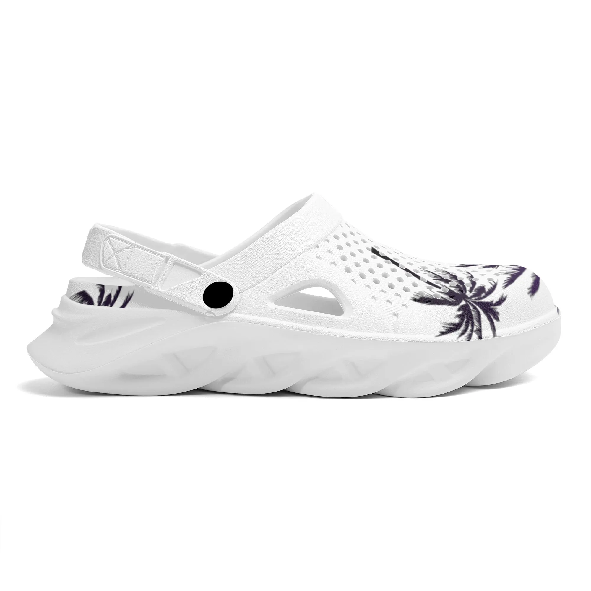 Lightweight Purple Palm Trees Silhouette Graphic Hollow Beach Sandals