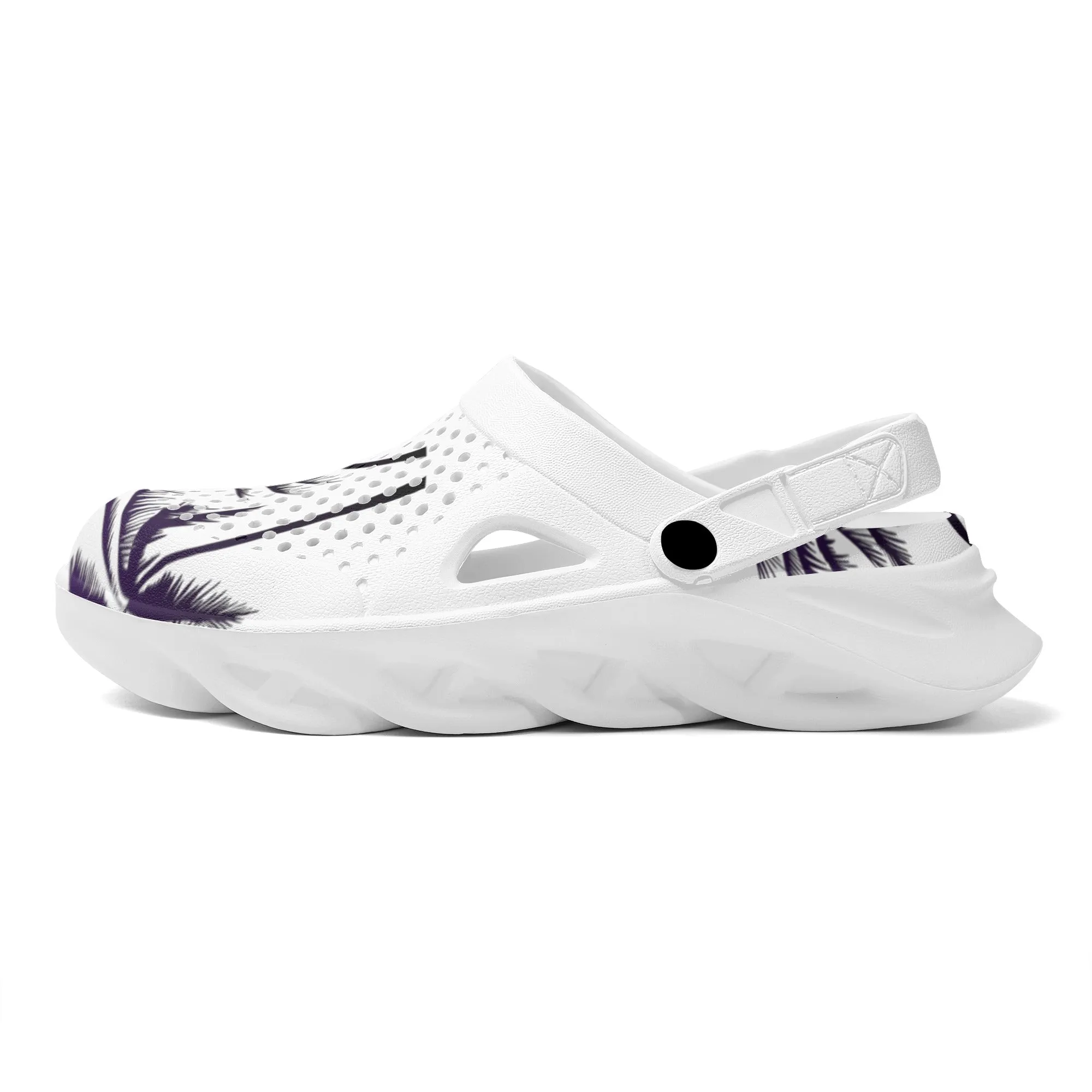 Lightweight Purple Palm Trees Silhouette Graphic Hollow Beach Sandals