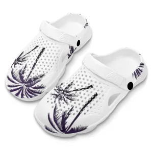 Lightweight Purple Palm Trees Silhouette Graphic Hollow Beach Sandals