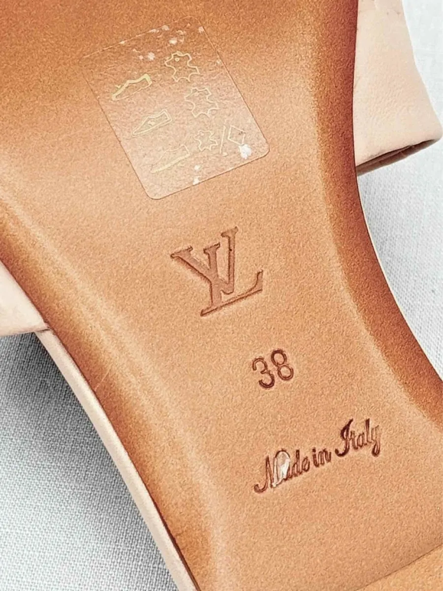 LOUIS VUITTON Revival Beige Monogram Embossed Mules 38