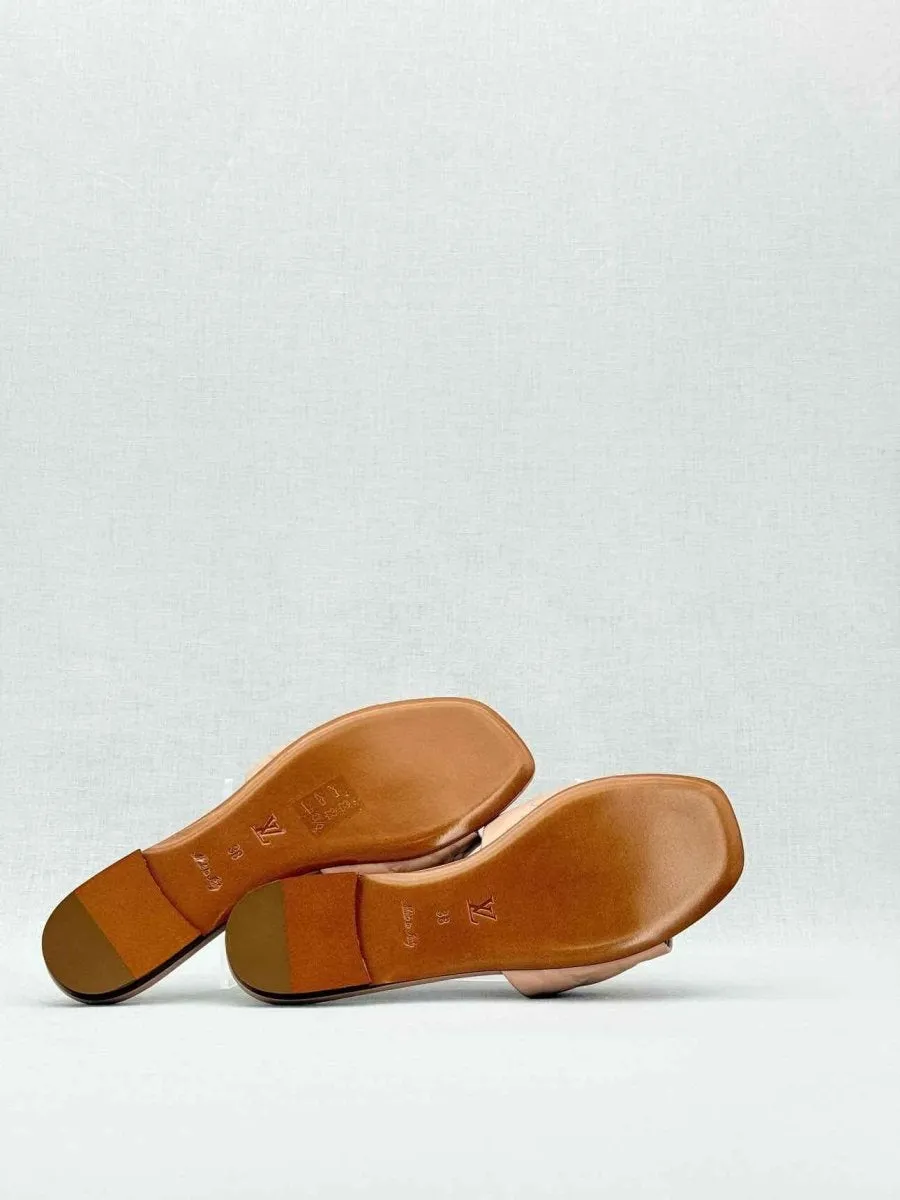 LOUIS VUITTON Revival Beige Monogram Embossed Mules 38
