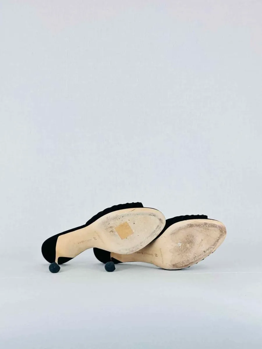 MANOLO BLAHNIK Pirua Black Mules 38
