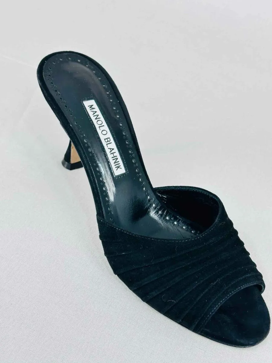 MANOLO BLAHNIK Pirua Black Mules 38