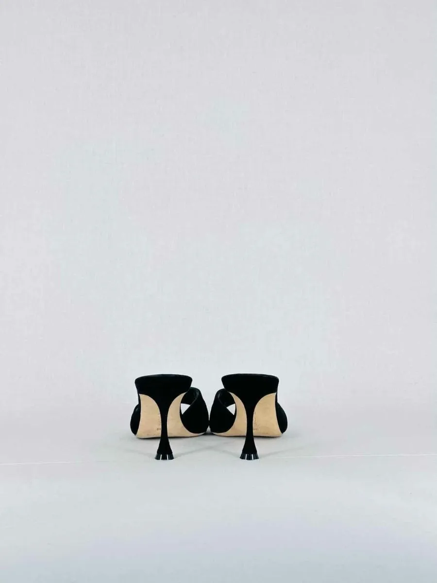MANOLO BLAHNIK Pirua Black Mules 38