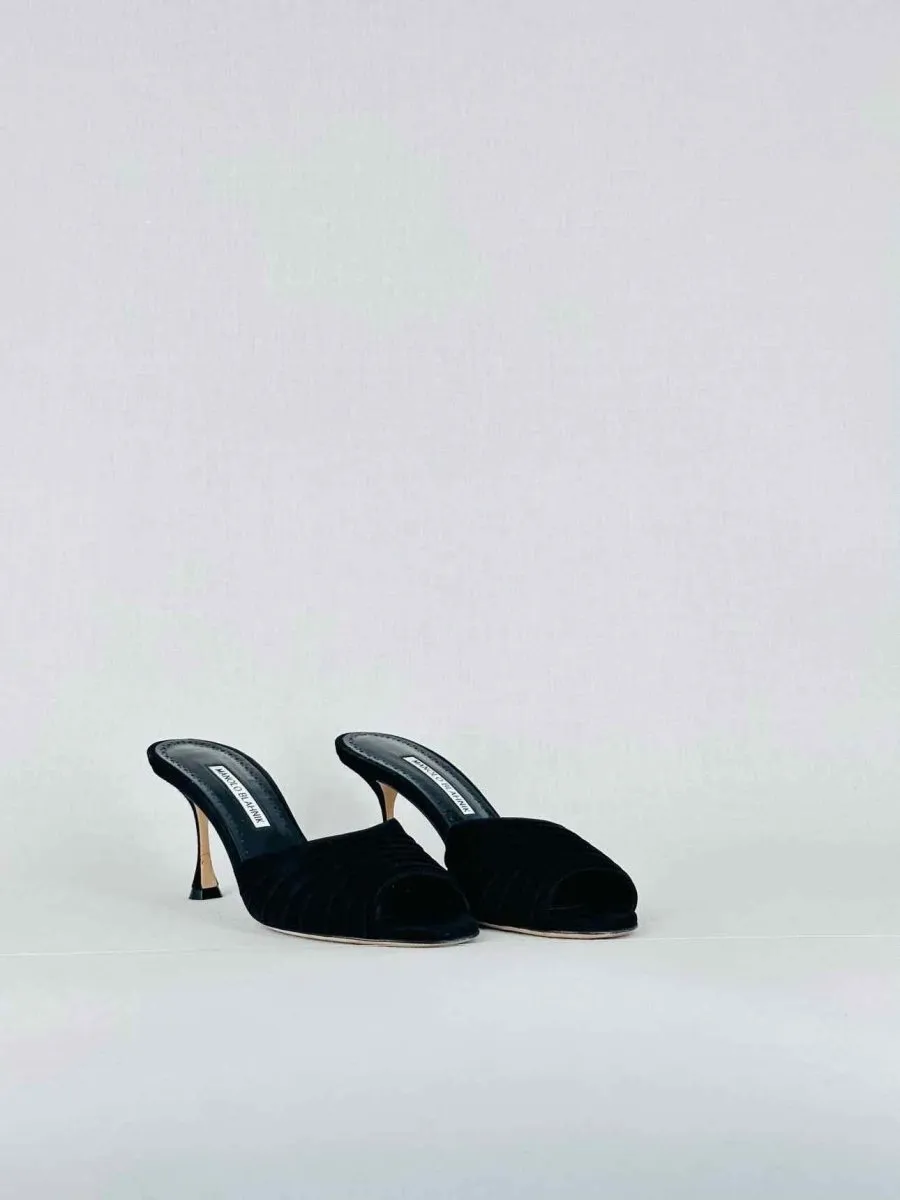 MANOLO BLAHNIK Pirua Black Mules 38