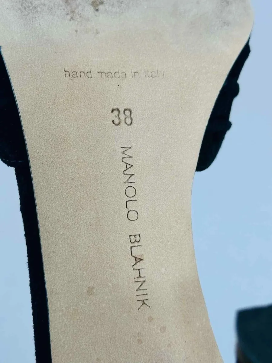 MANOLO BLAHNIK Pirua Black Mules 38