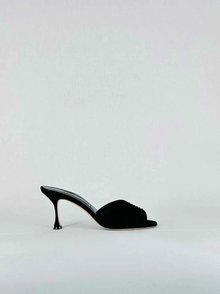 MANOLO BLAHNIK Pirua Black Mules 38