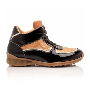 Mauri Quick in Sport Rust / Cream / Champagne Mens Exotic Crocodile / Patent Leather High-Top Sneakers