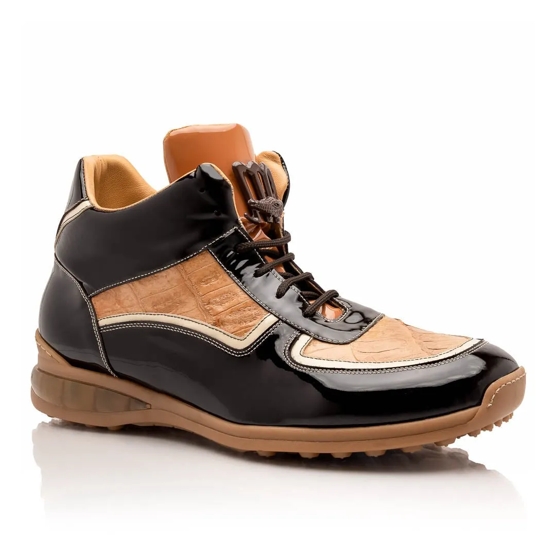 Mauri Quick in Sport Rust / Cream / Champagne Mens Exotic Crocodile / Patent Leather High-Top Sneakers