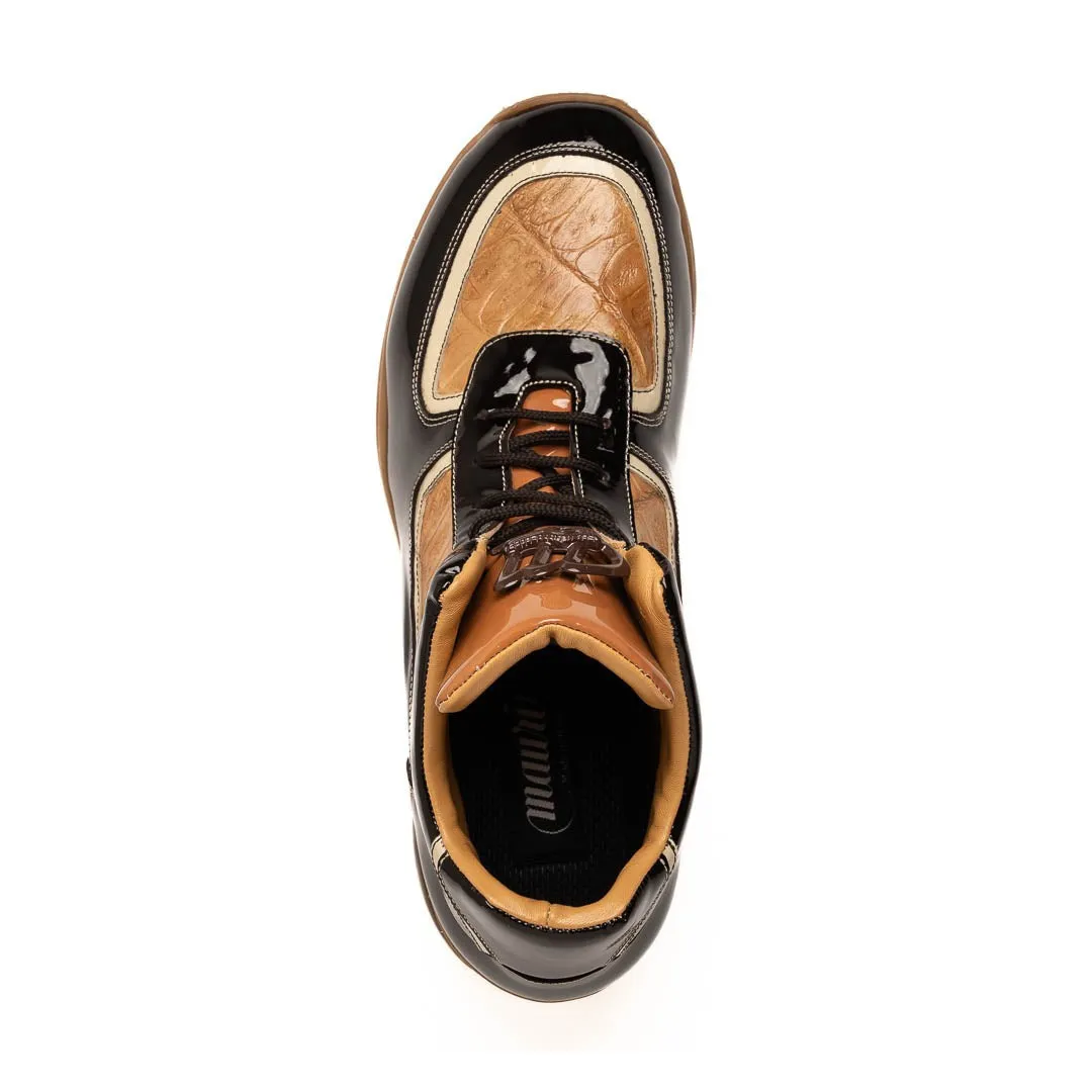 Mauri Quick in Sport Rust / Cream / Champagne Mens Exotic Crocodile / Patent Leather High-Top Sneakers
