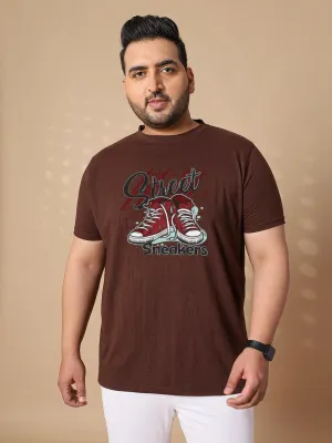 Men Plus Size Sneakers Printed Round Neck Tshirt
