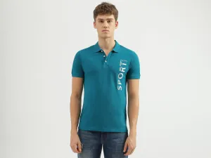 Men's Regular Fit Polo Neck Applique T-shirt