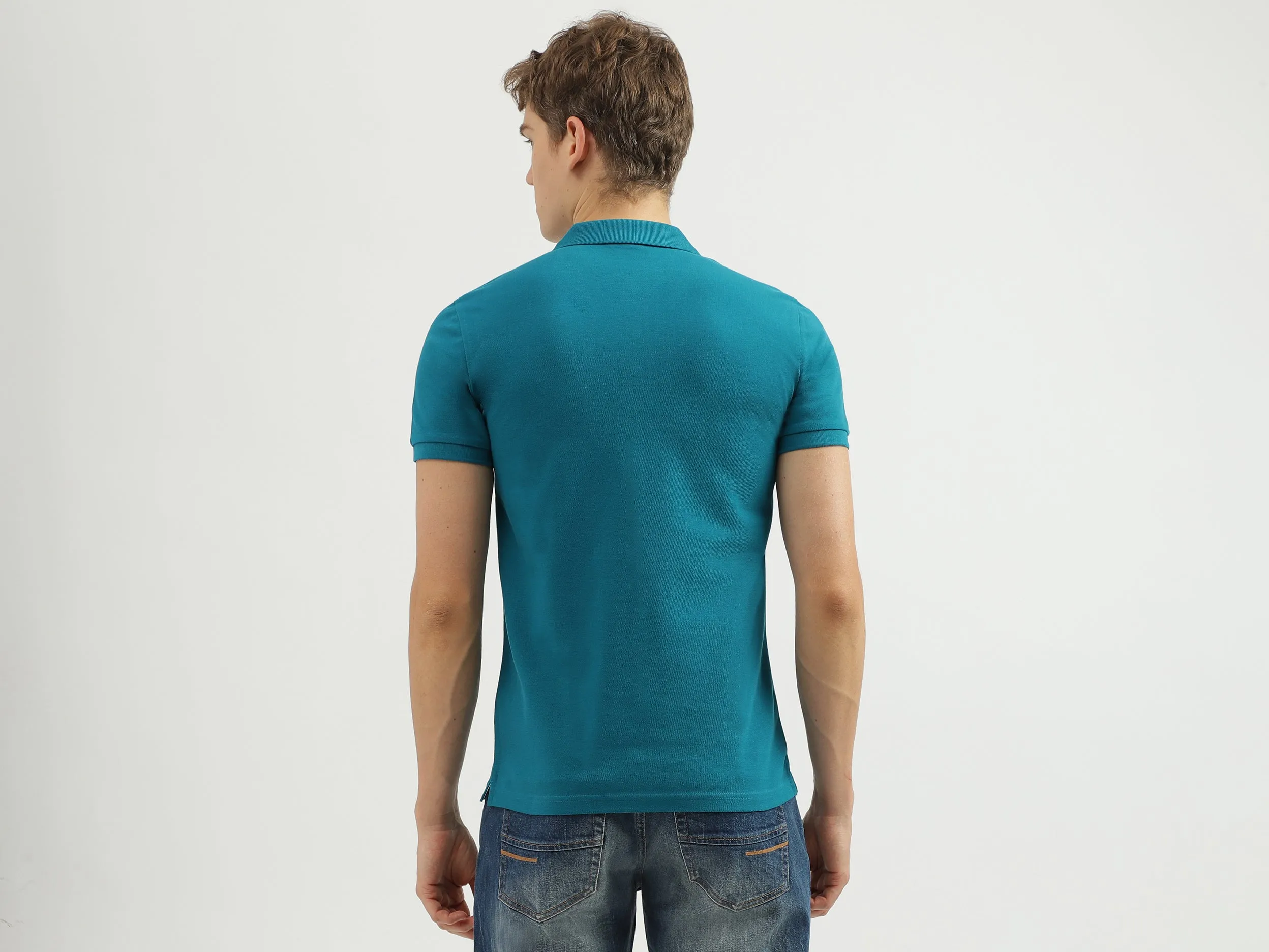 Men's Regular Fit Polo Neck Applique T-shirt