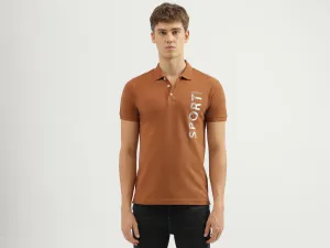 Men's Regular Fit Polo Neck Applique T-shirt