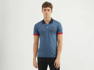 Men's Regular Fit Polo Neck Applique T-shirt