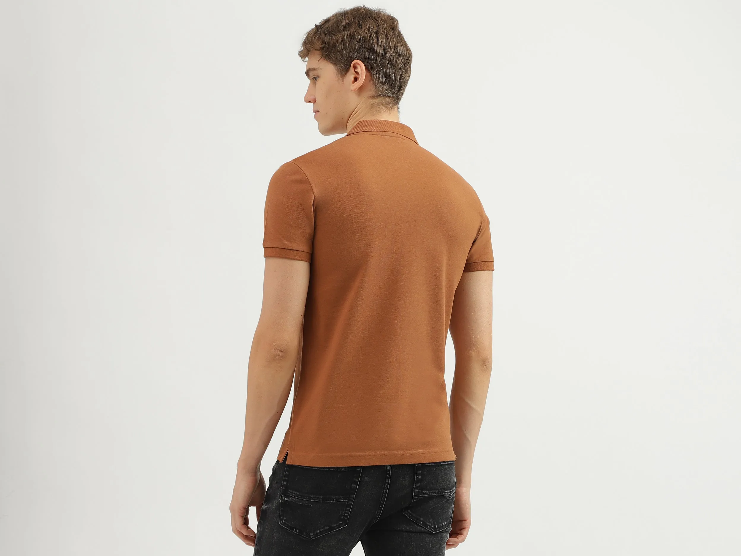 Men's Regular Fit Polo Neck Applique T-shirt