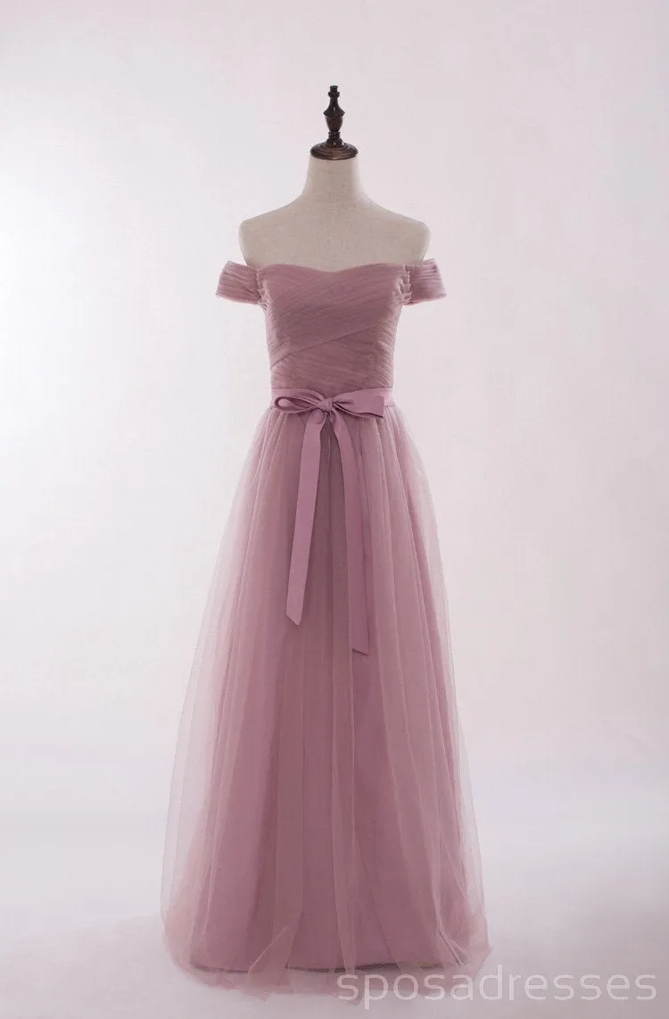 Mismatched Elegant Dusty Pink Soft Tulle Long Bridesmaid Dresses,BD013
