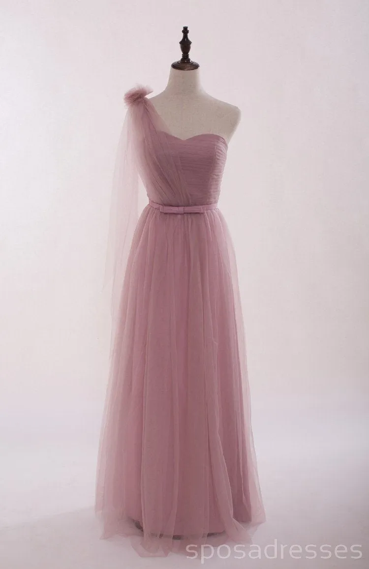 Mismatched Elegant Dusty Pink Soft Tulle Long Bridesmaid Dresses,BD013