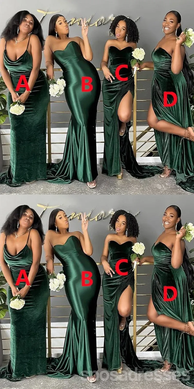 Mismatched Green Mermaid Cheap Long Bridesmaid Dresses Online,WG1218