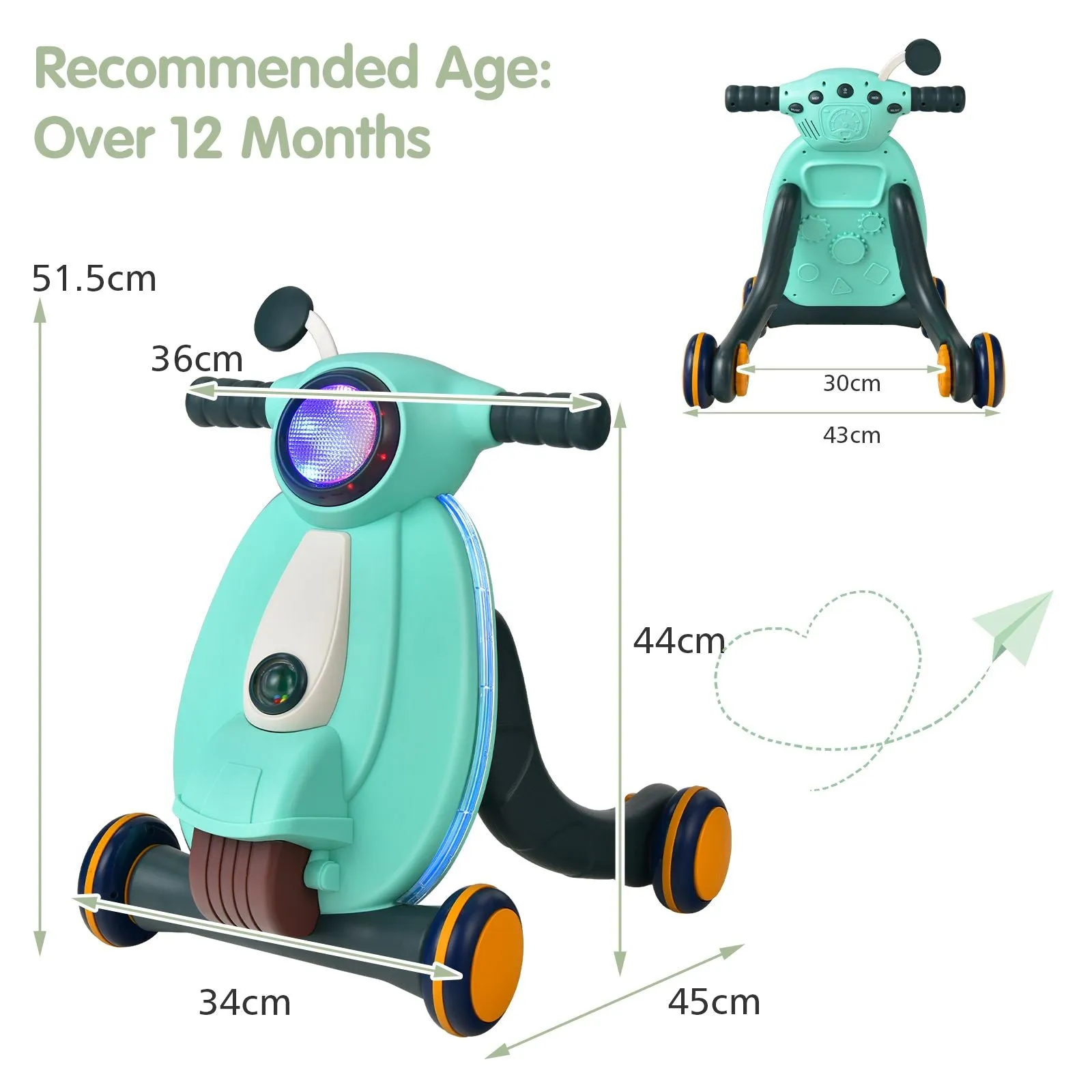 Montessori Baby Sit-To-Stand Walker | Push Along Walker | Lights and Ball Game