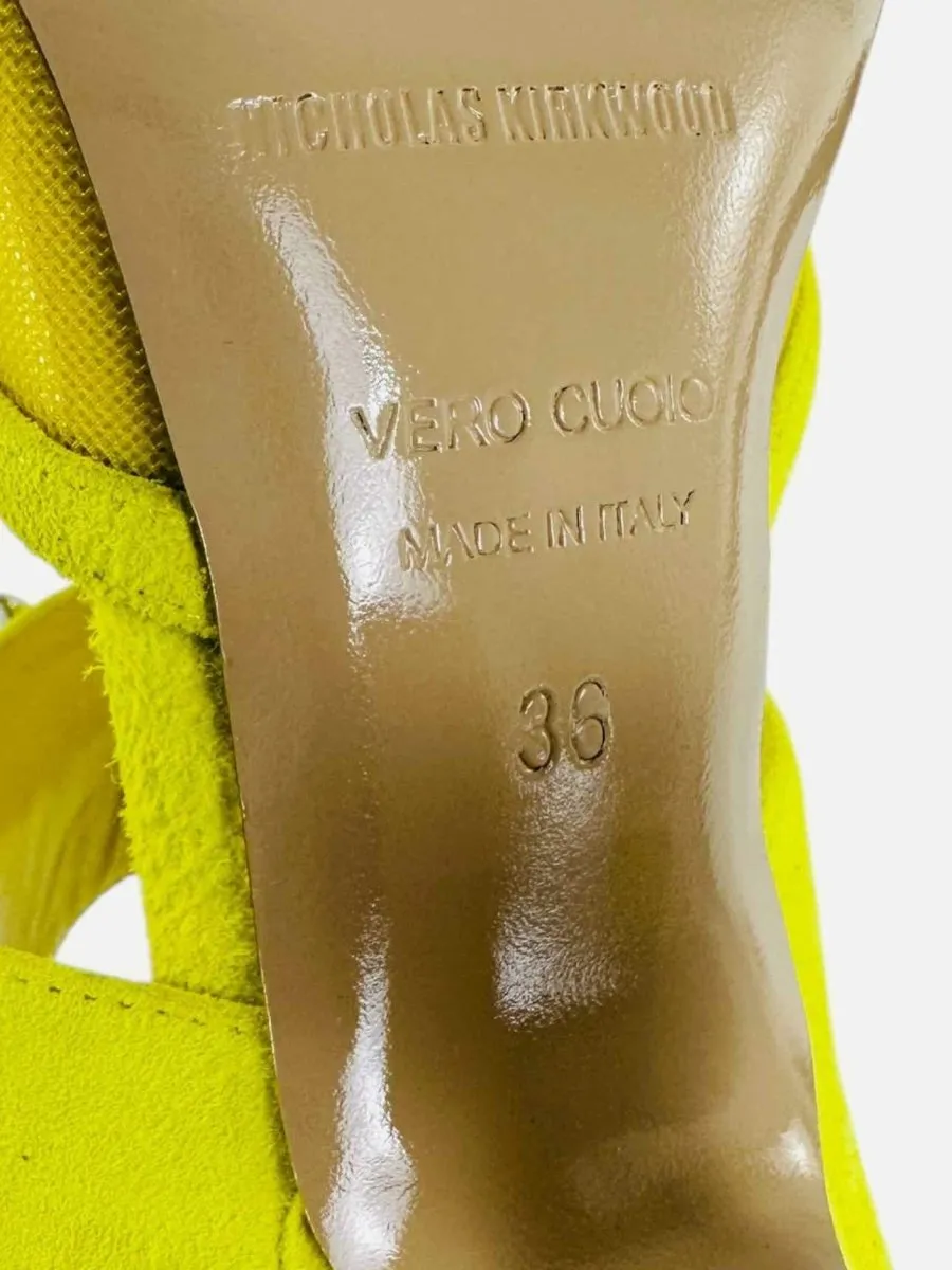 NICHOLAS KIRKWOOD Monstera Neon Yellow Mules 36