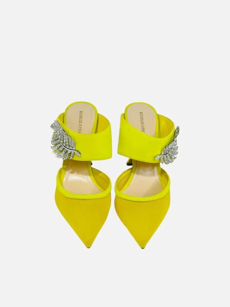 NICHOLAS KIRKWOOD Monstera Neon Yellow Mules 36